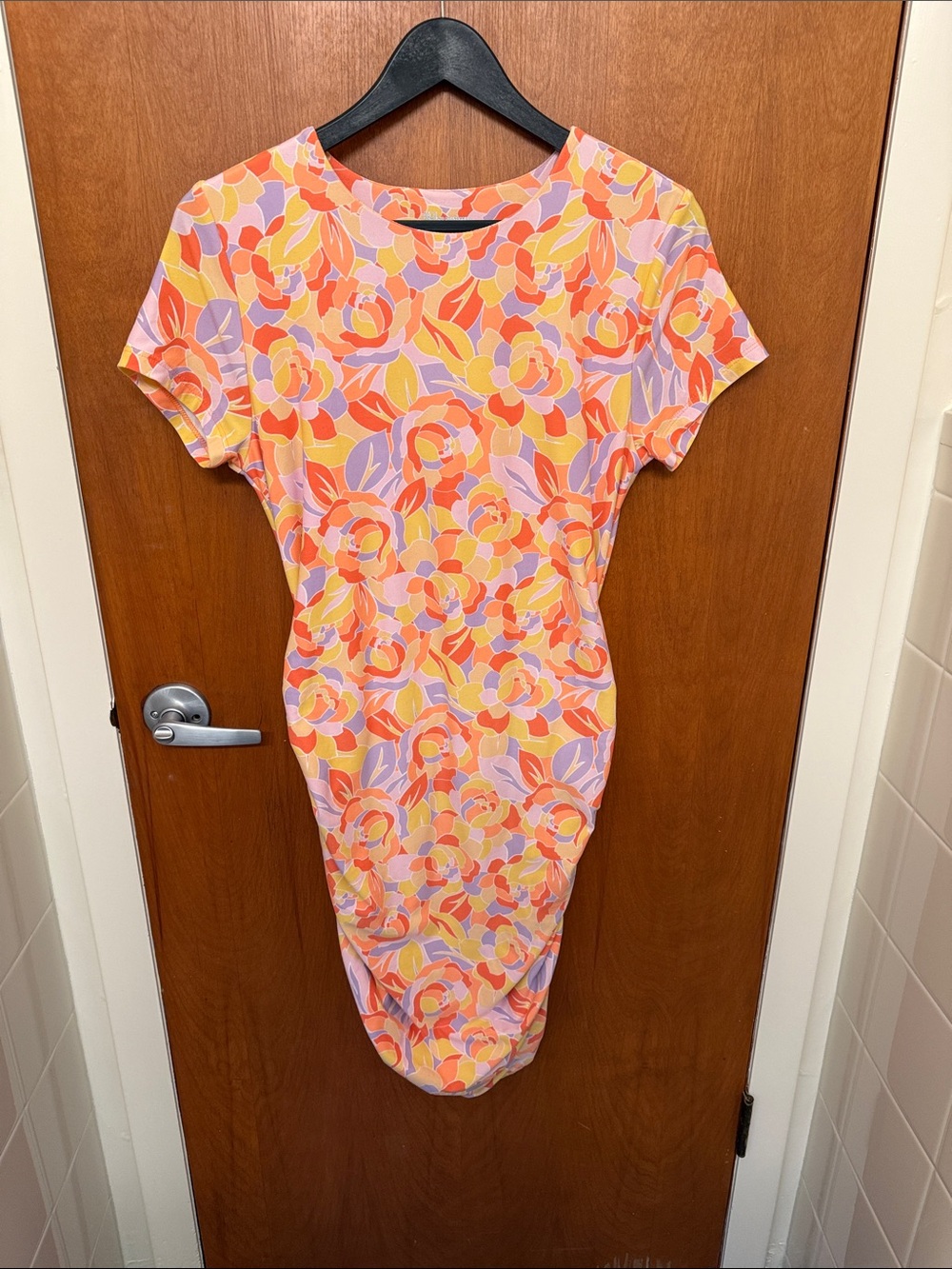 No Boundaries Coral-Peach Floral Midi Dress